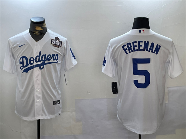 Los Angeles Dodgers #5 Freddie Freeman White 2024 World Series Cool Base Stitched Jersey